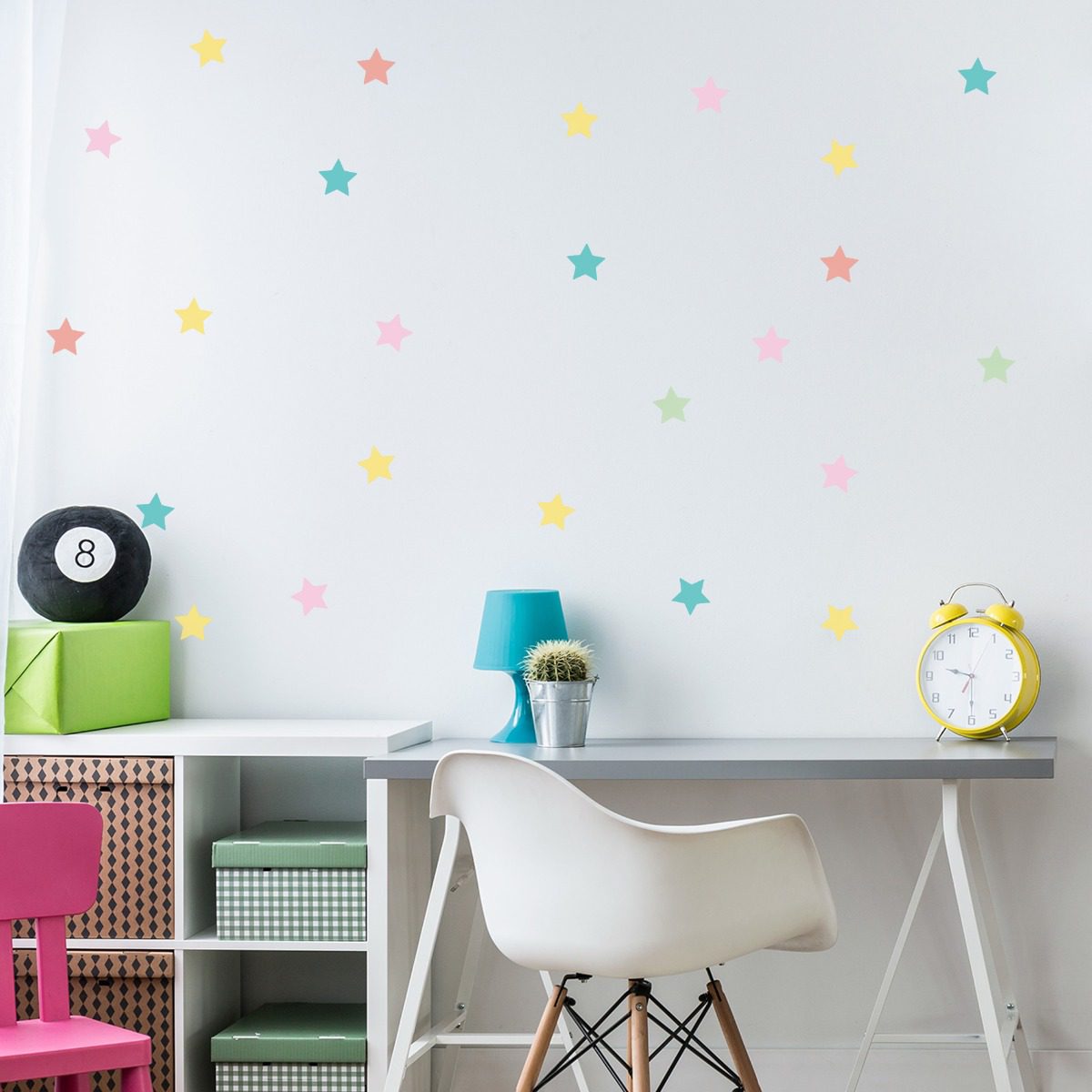 Adesivo de Parede Estrelas Coloridas tons Pastéis 54un