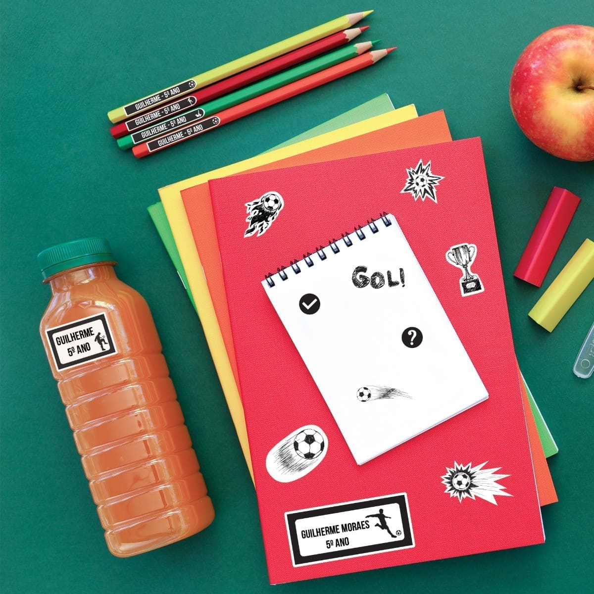 Etiquetas Personalizadas Escolares Futebol 140un
