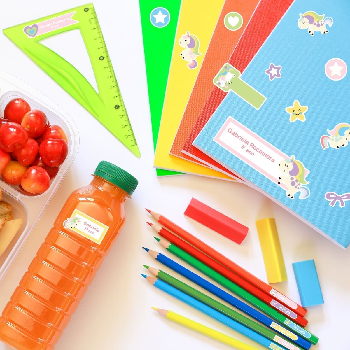 Etiquetas Escolares Unicornio Personalizadas 117un