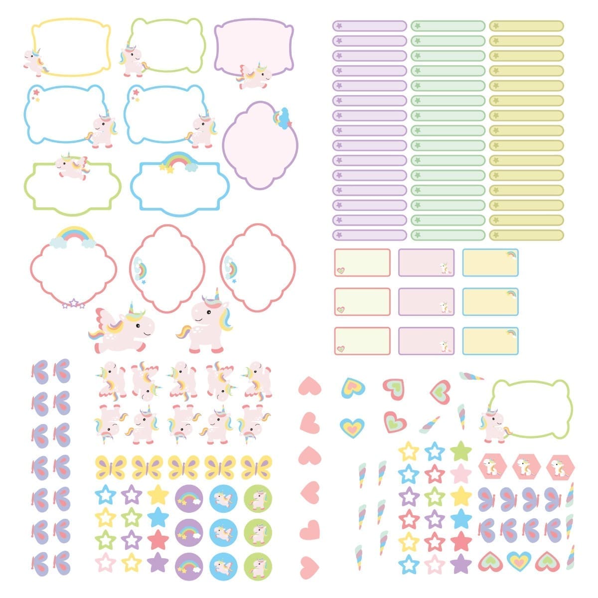 Etiquetas Escolares Unicórnio Rosa Personalizadas 173un Etiquetas Escolares Unicórnio Rosa Personalizadas 173un