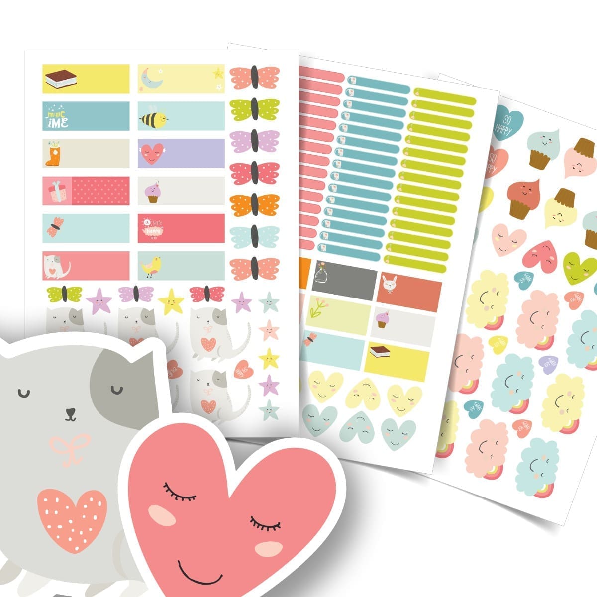Etiquetas Escolares Personalizadas Coração Cute 137un