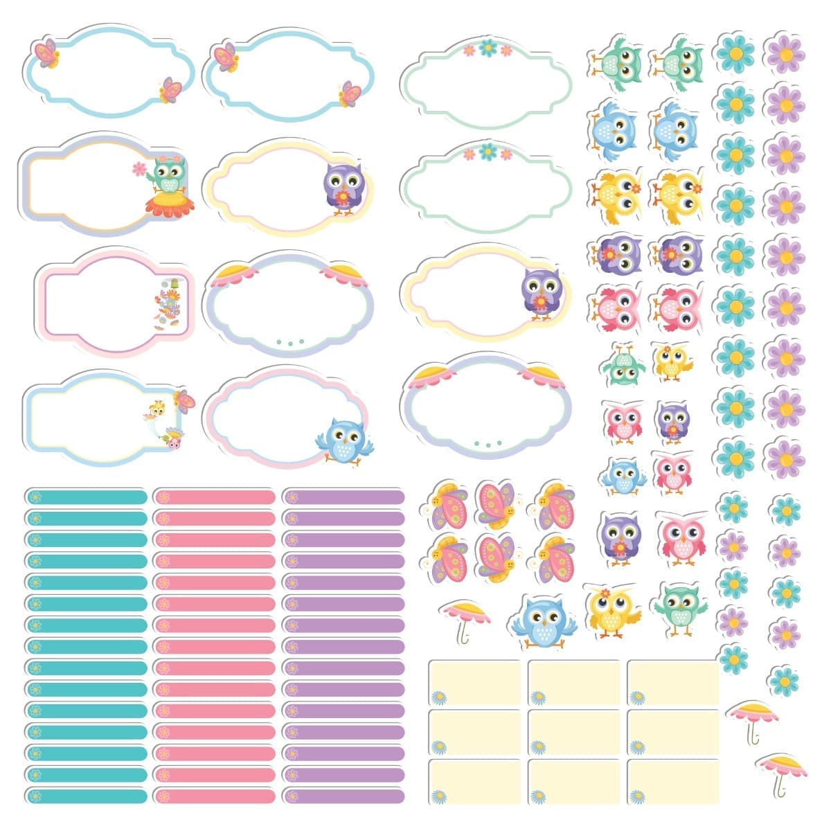 Etiquetas Escolares Corujas Personalizadas 126un