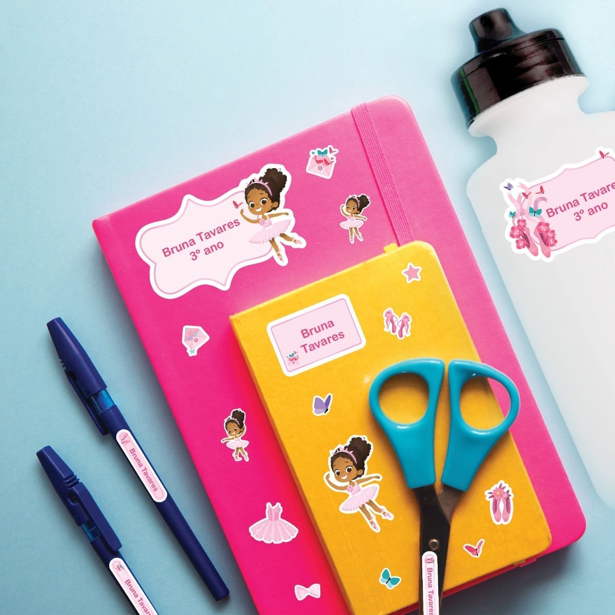 Etiquetas Escolares Bailarina Negra Parda 160un