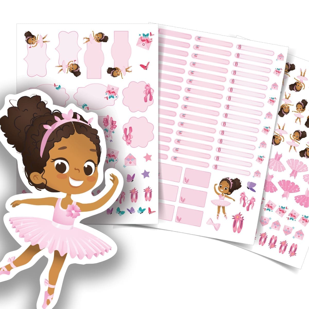 Etiquetas Escolares Bailarina Negra Parda 160un