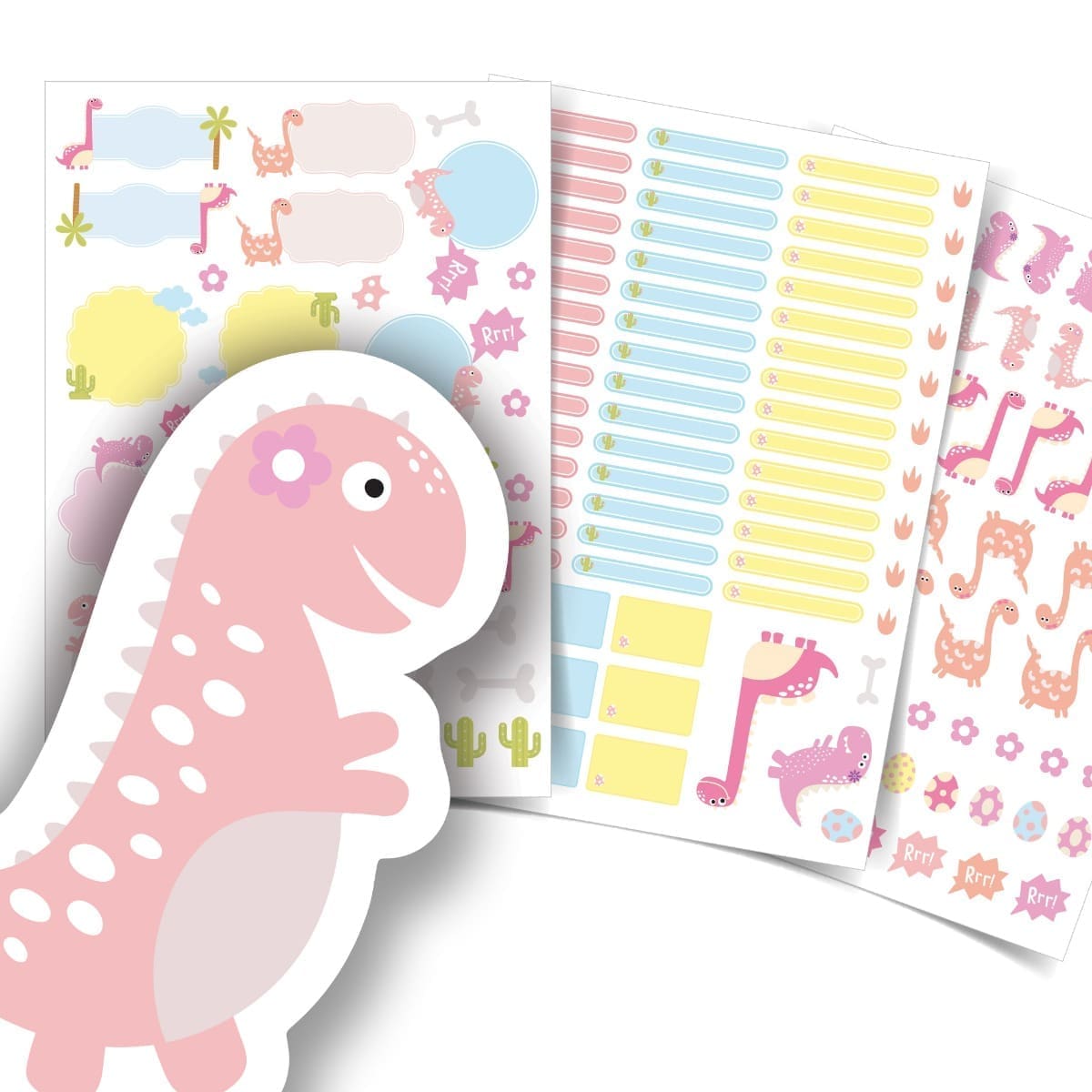 Etiquetas Escolares Personalizadas Dinossauros Meninas 156un