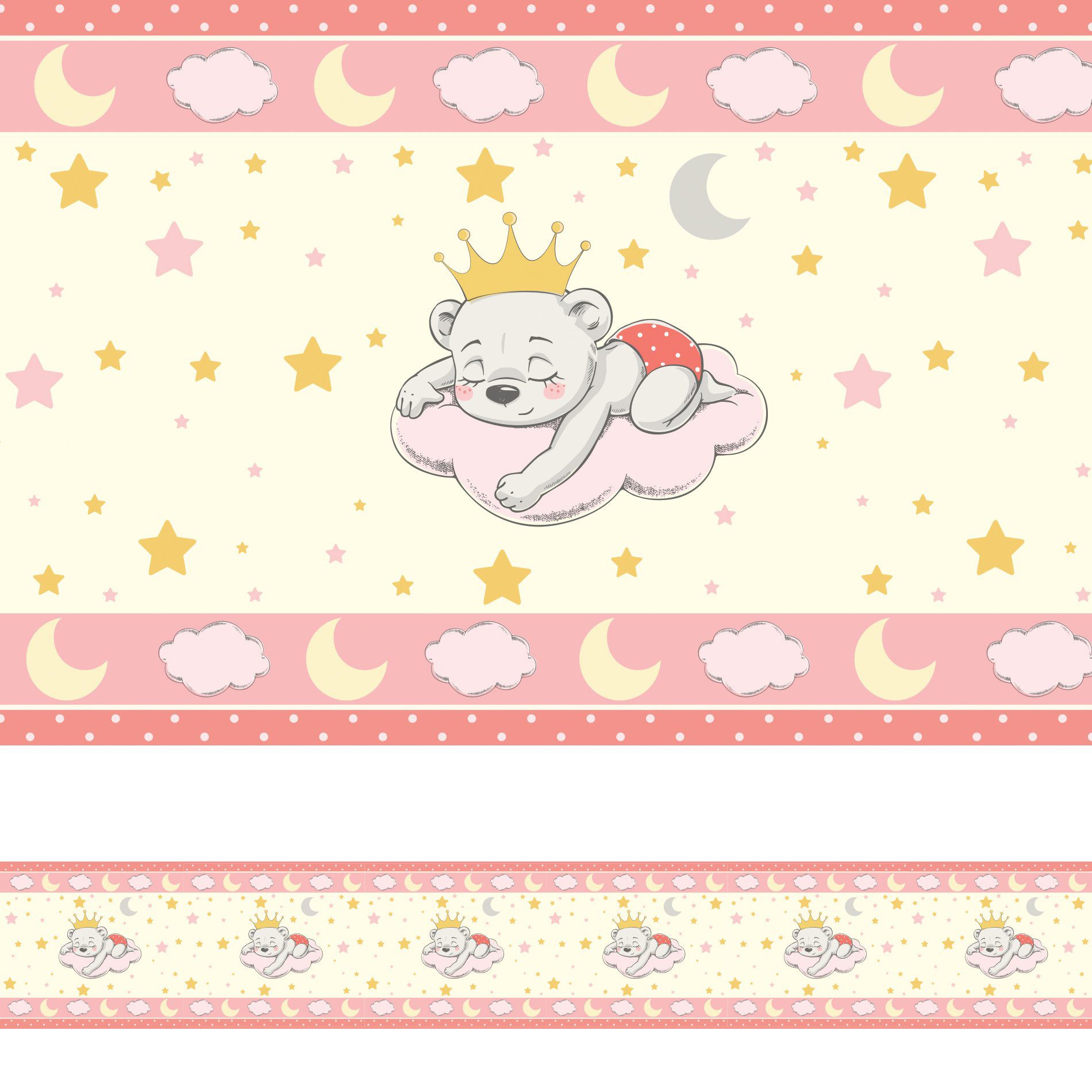 Faixa de Parede Ursinha Princesa para Quarto de Bebê