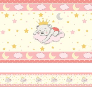 Faixa de Parede Ursinha Princesa para Quarto de Bebê 