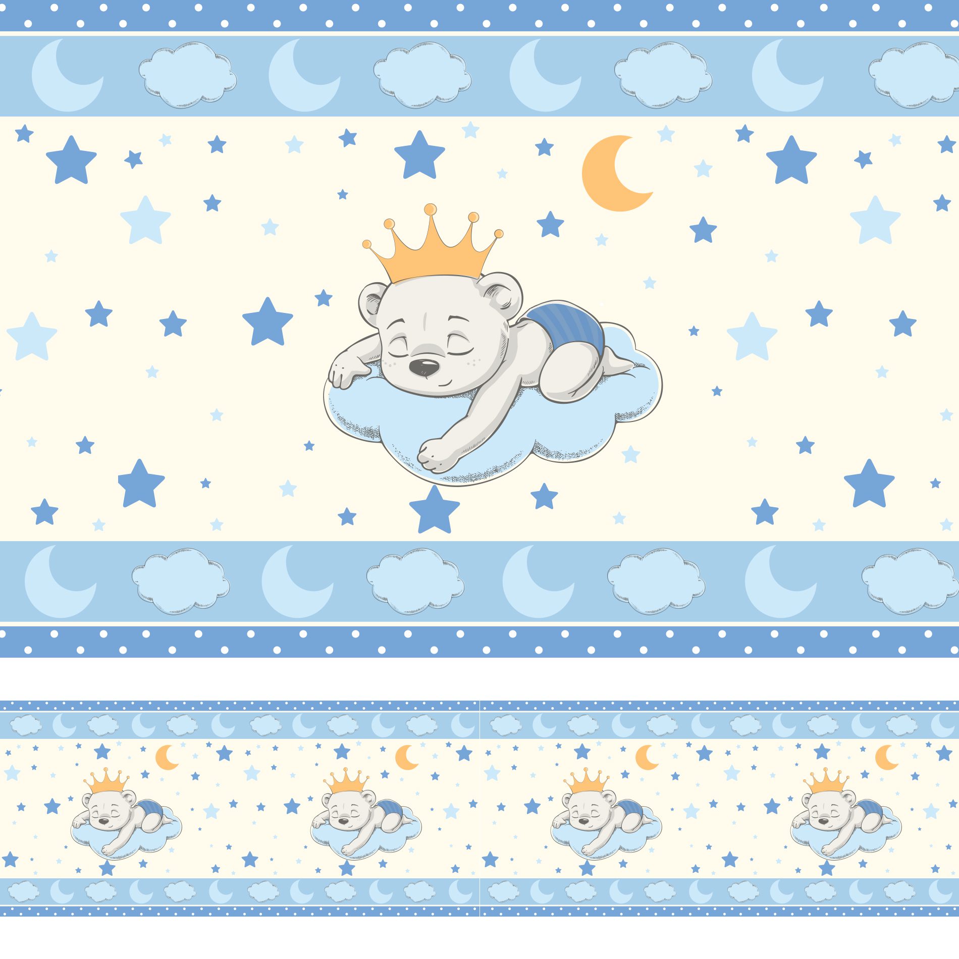 Faixa Decorativa Ursinho Príncipe Infantil 10cmx5m