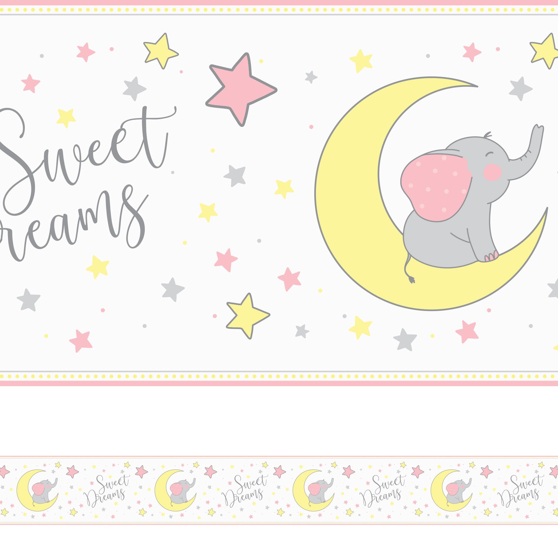 Faixa de Parede Elefante Rosa Infantil