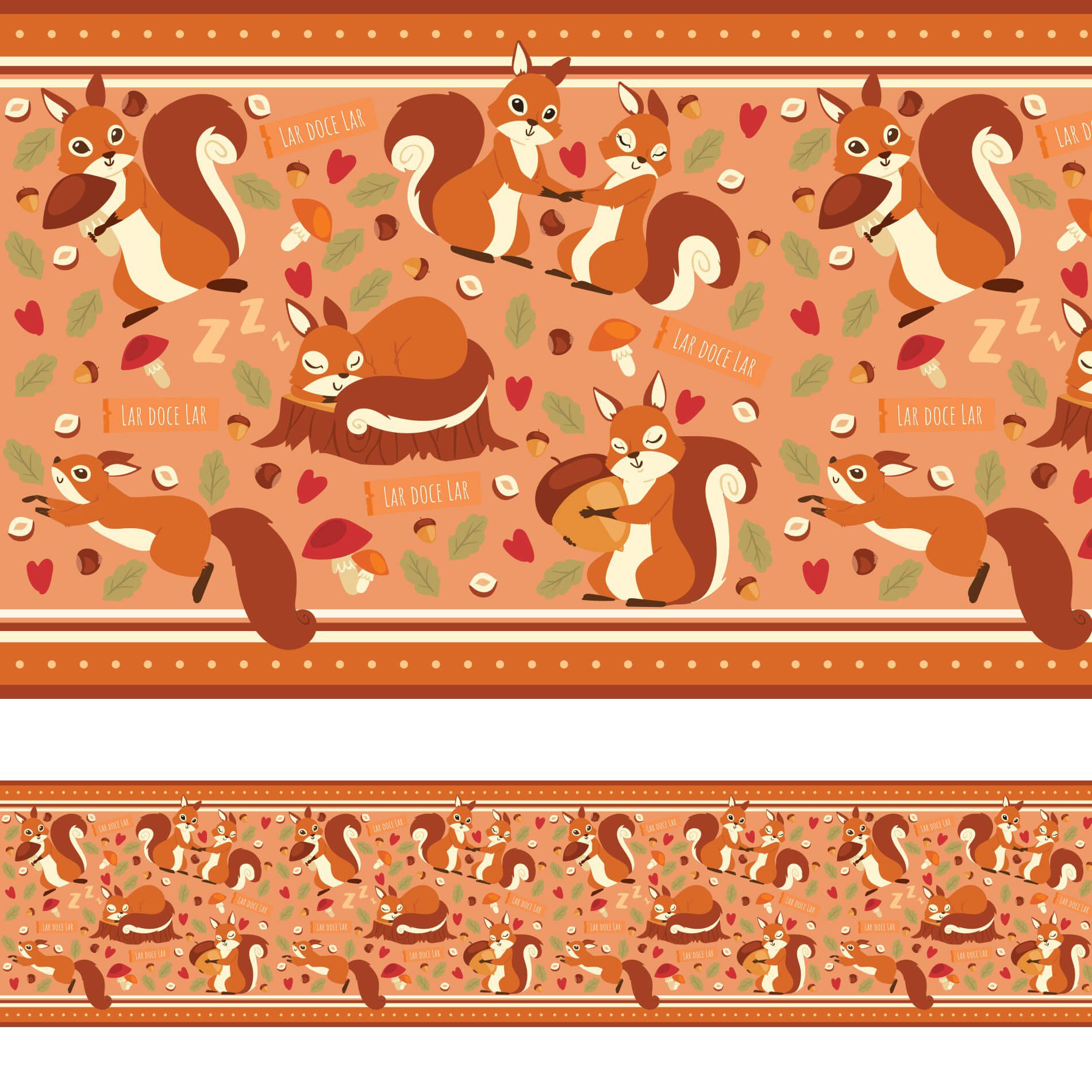 Faixa Decorativa de Parede Infantil Esquilos 15cmx3m