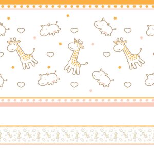 Faixa de Parede Infantil Girafa e Hipopótamo 3mx15cm