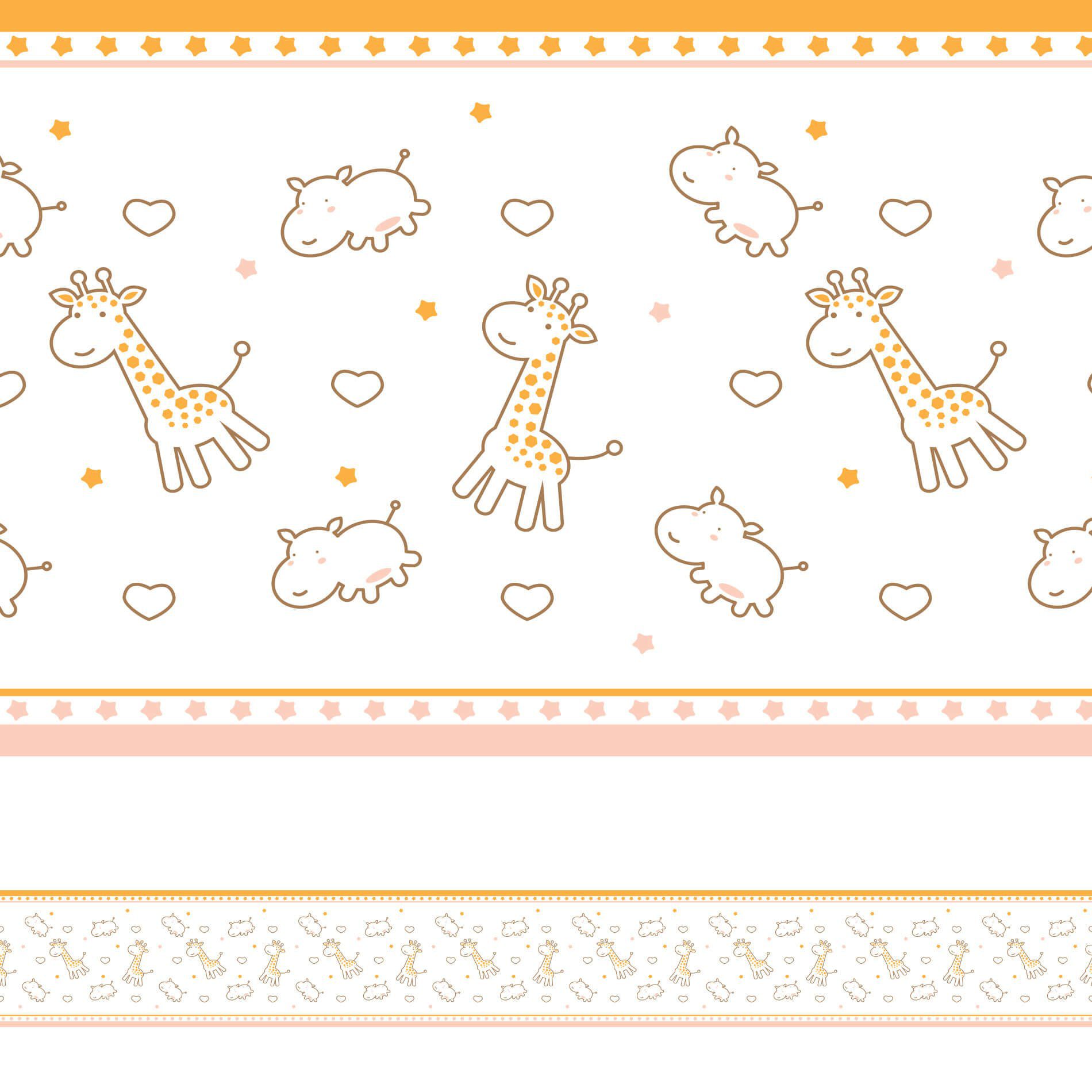 Faixa Decorativa Infantil Girafa e Hipopótamo 5mx10cm