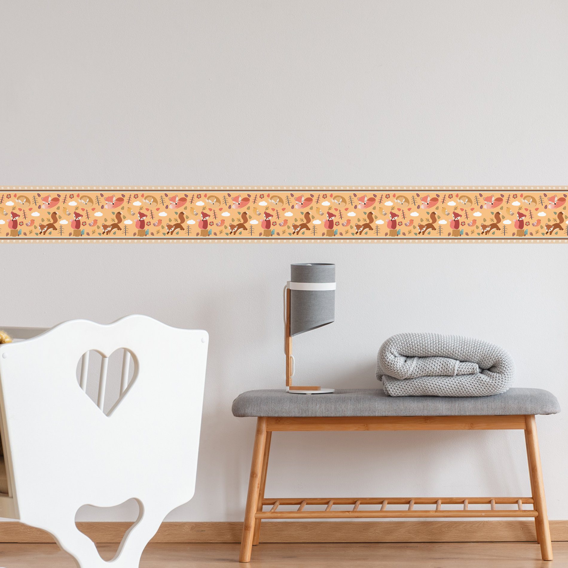Faixa de Parede Raposinha para Quarto de Bebê 10mx10cm