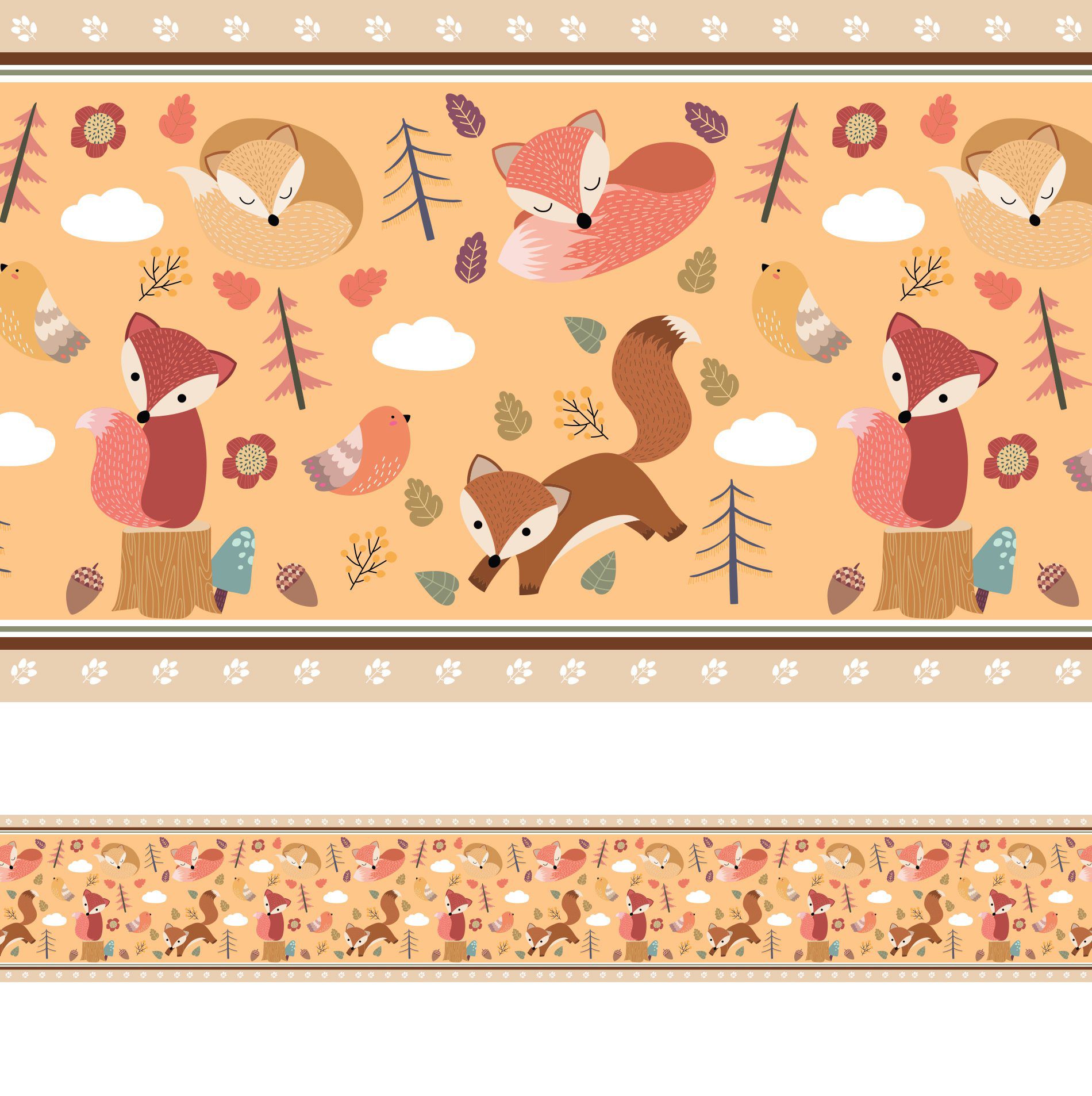 Faixa de Parede Raposinha para Quarto de Bebê 10mx10cm