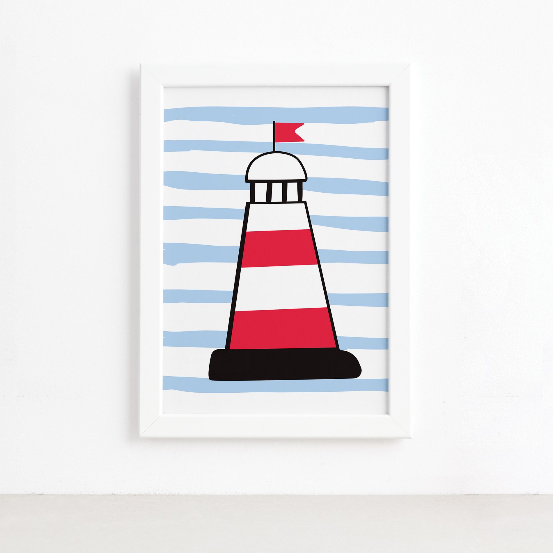 Quadro Farol Oceano Moldura Branca 22x32cm,Quadro Farol Oceano Moldura Branca 22x32cm