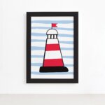 Quadro Farol Oceano Moldura Preta 22x32cm
