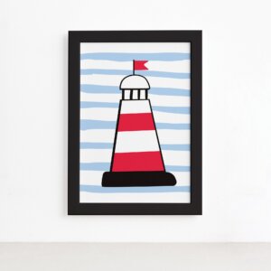 Quadro Farol Oceano Moldura Preta 22x32cm,Quadro Farol Oceano Moldura Preta 22x32cm