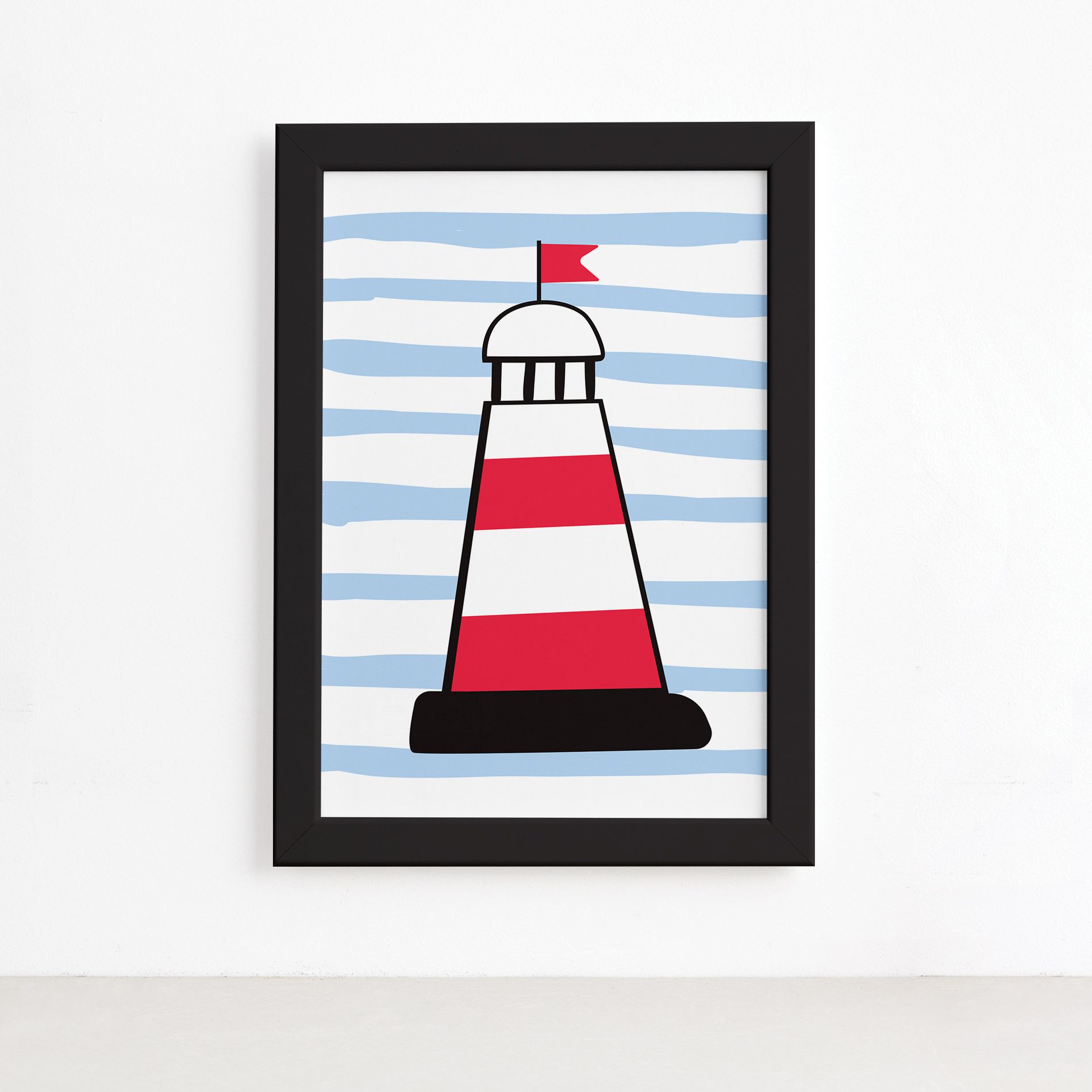 Quadro Farol Oceano Moldura Preta 22x32cm,Quadro Farol Oceano Moldura Preta 22x32cm