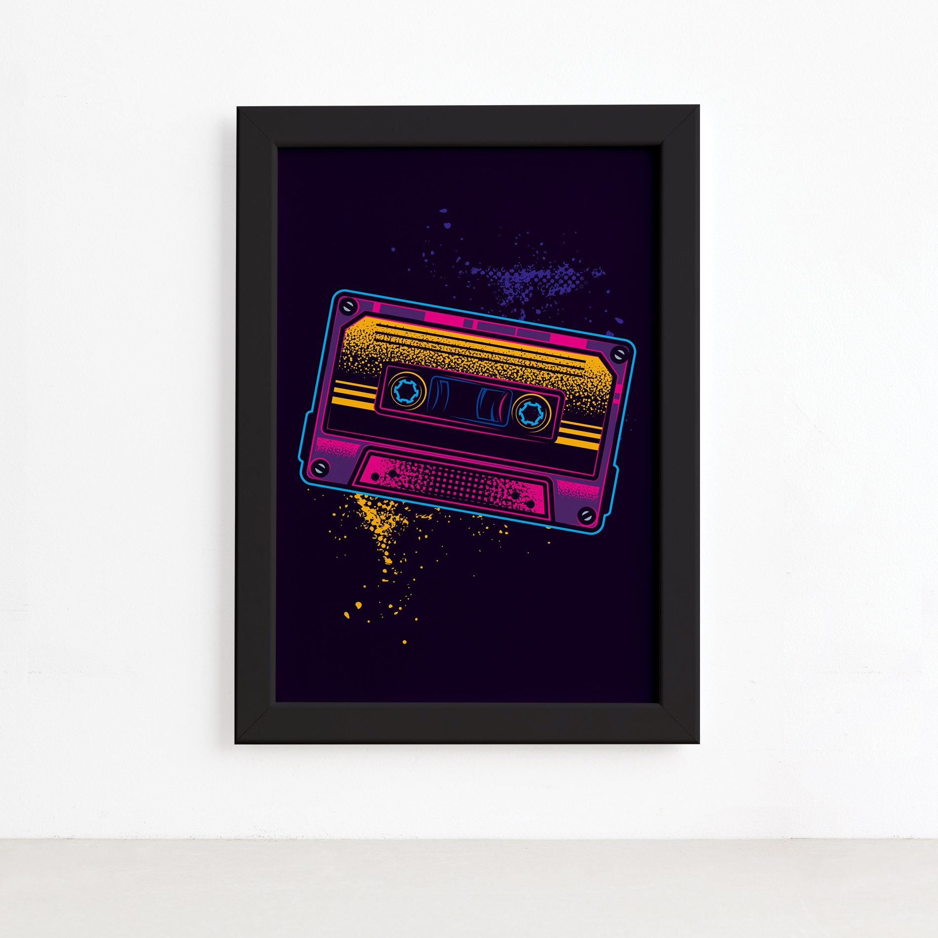 Quadro Fita Cassete Hobby Moldura Preta 22x32cm,Quadro Fita Cassete Hobby Moldura Preta 22x32cm