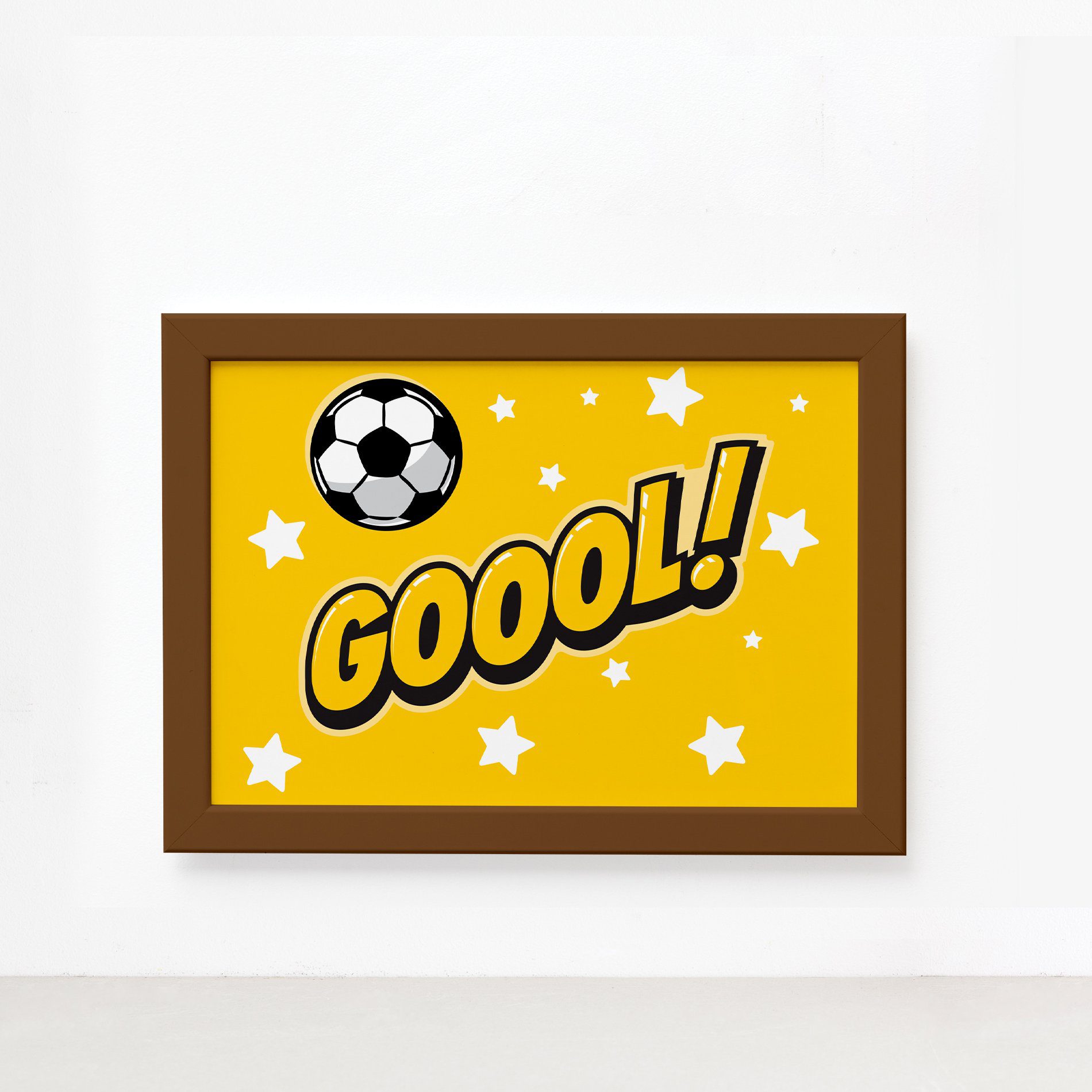Quadros Futebol Gol 22x32cm Moldura Marrom 4un