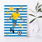 Placa Decorativa MDF Infantil Futebol Gol Jogador Azul 30x40