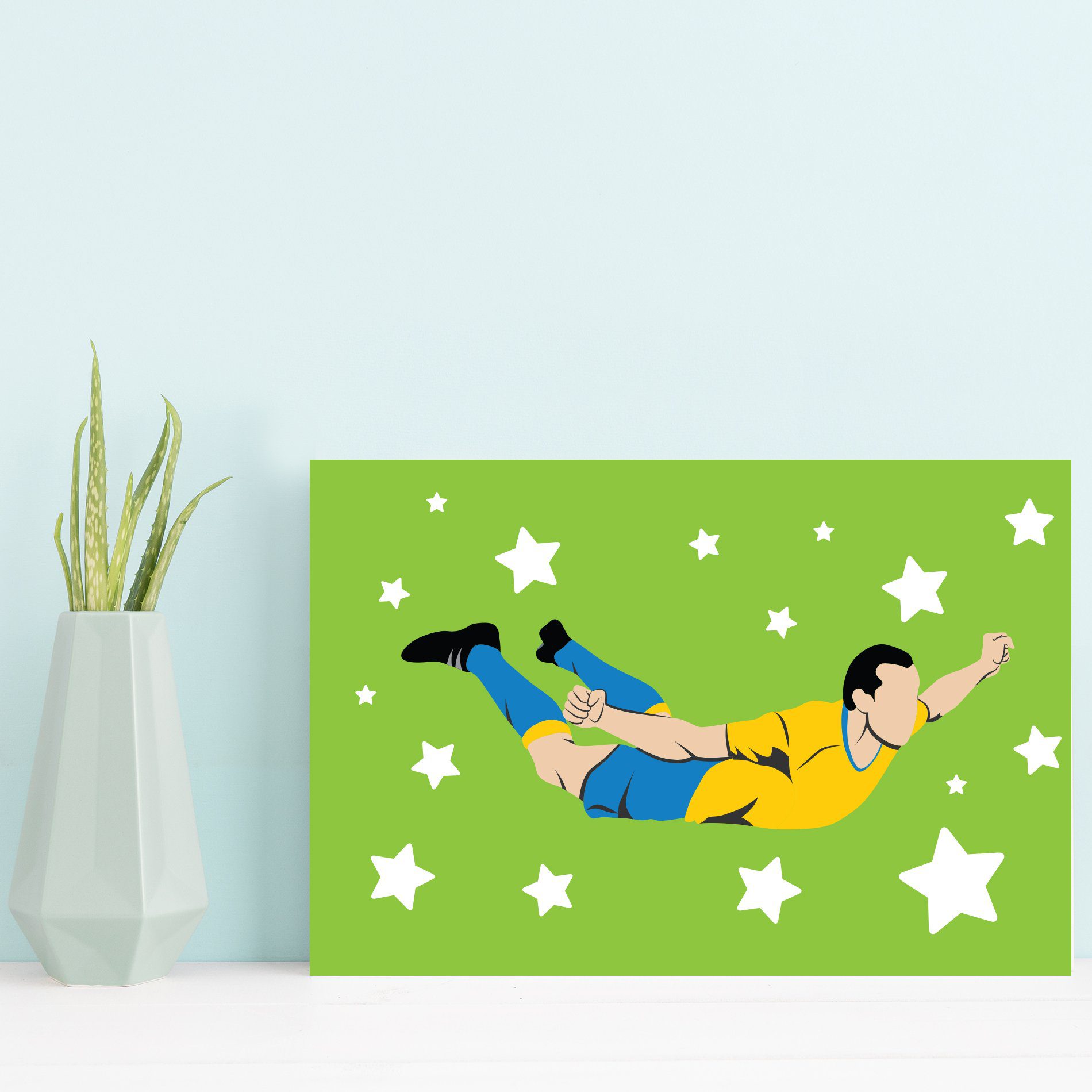 Placa Decorativa MDF Infantil Futebol Gol Jogador Verde
