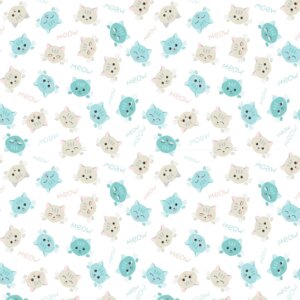 Papel de Parede Gatinhos Azul e Bege Meow