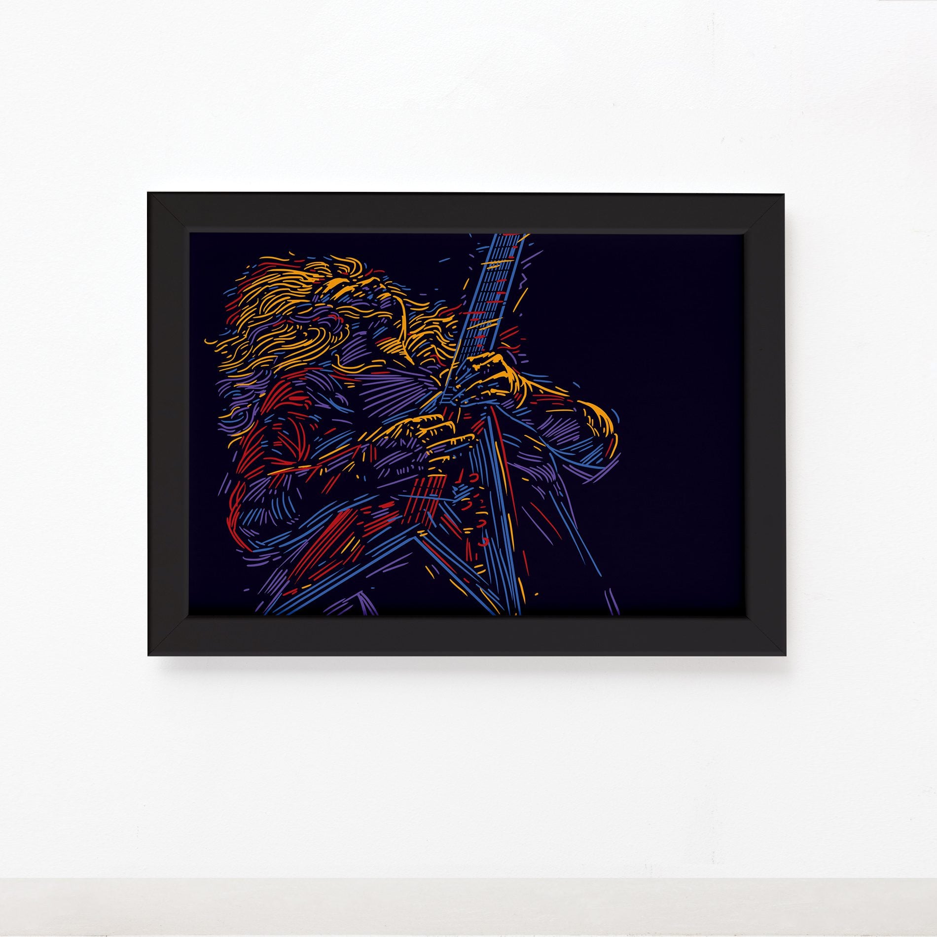 Quadro Música Guitarrista 01 Moldura Preta 22x32cm,Quadro Música Guitarrista 01 Moldura Preta 22x32cm