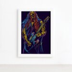 Quadro Música Guitarrista 02 Moldura Branca 22x32cm