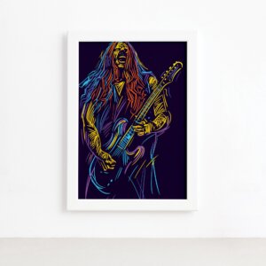 Quadro Música Guitarrista 02 Moldura Branca 22x32cm,Quadro Música Guitarrista 02 Moldura Branca 22x32cm