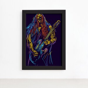 Quadro Música Guitarrista 02 Moldura Preta 22x32cm,Quadro Música Guitarrista 02 Moldura Preta 22x32cm