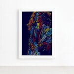 Quadro Música Guitarrista 03 Moldura Branca 22x32cm