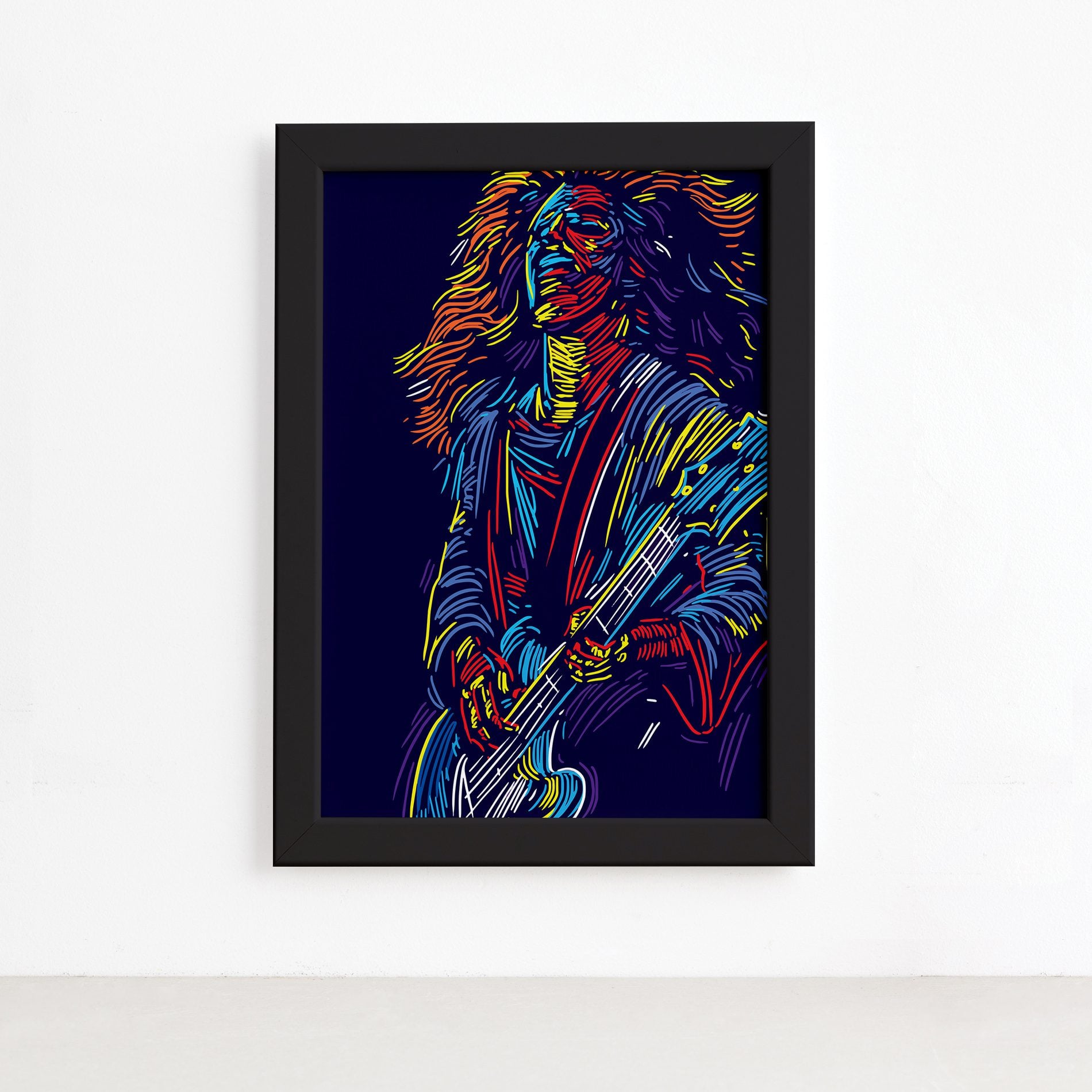 Quadro Música Guitarrista 03 Moldura Preta 22x32cm,Quadro Música Guitarrista 03 Moldura Preta 22x32cm