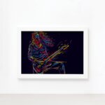 Quadro Música Guitarrista 04 Moldura Branca 22x32cm