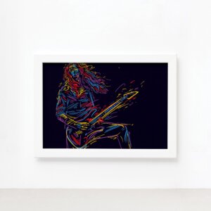Quadro Música Guitarrista 04 Moldura Branca 22x32cm,Quadro Música Guitarrista 04 Moldura Branca 22x32cm