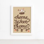 Quadro Frase Home Sweet Home Moldura Branca 33x43cm