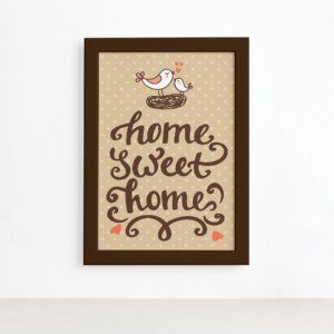 Quadro Frase Home Sweet Home Moldura Marrom 22x32cm,Quadro Frase Home Sweet Home Moldura Marrom 22x32cm