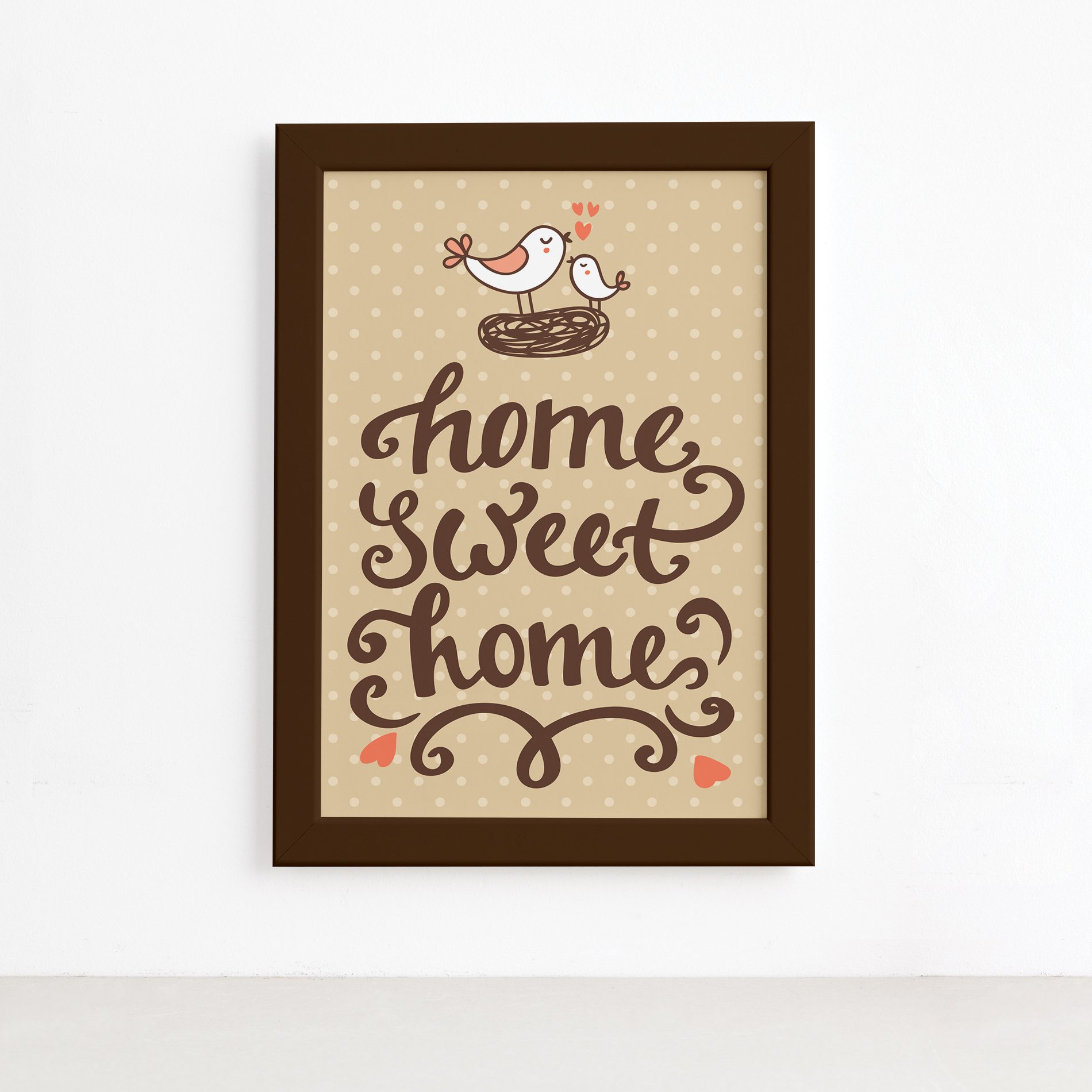 Quadro Frase Home Sweet Home Moldura Marrom 22x32cm,Quadro Frase Home Sweet Home Moldura Marrom 22x32cm
