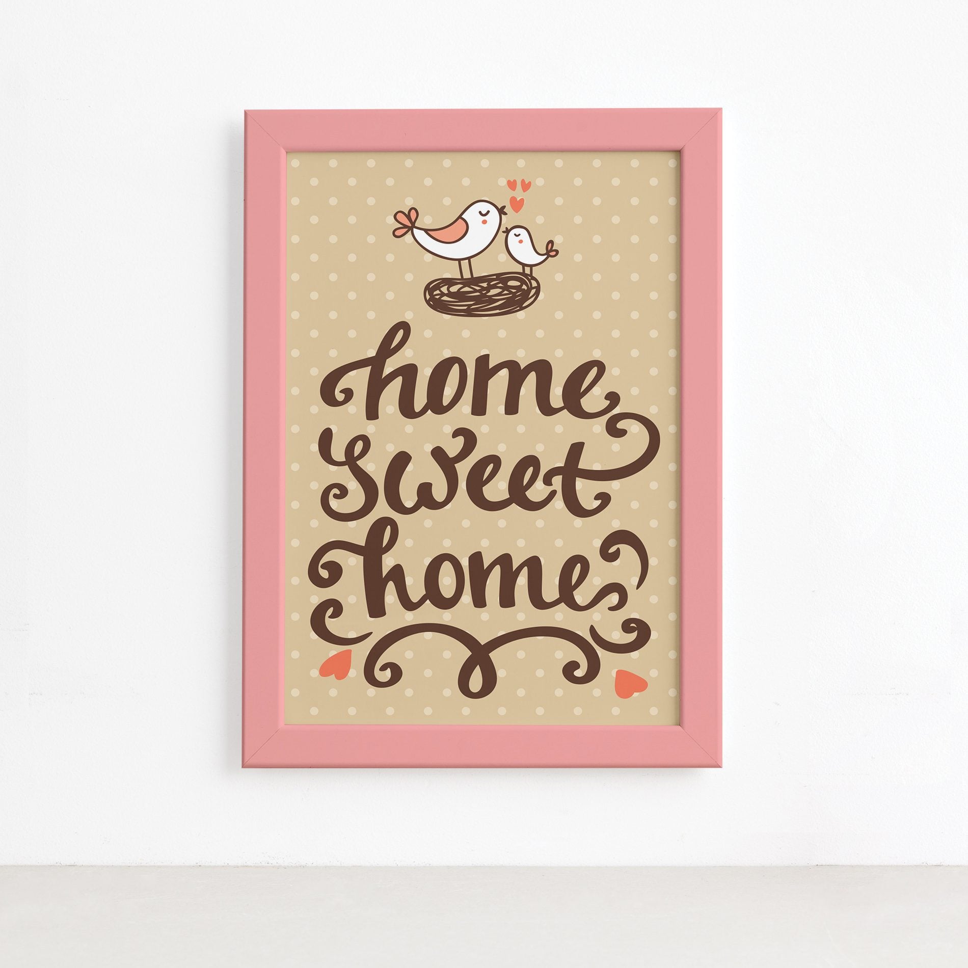 Quadro Frase Home Sweet Home Moldura Rosa 22x32cm,Quadro Frase Home Sweet Home Moldura Rosa 22x32cm