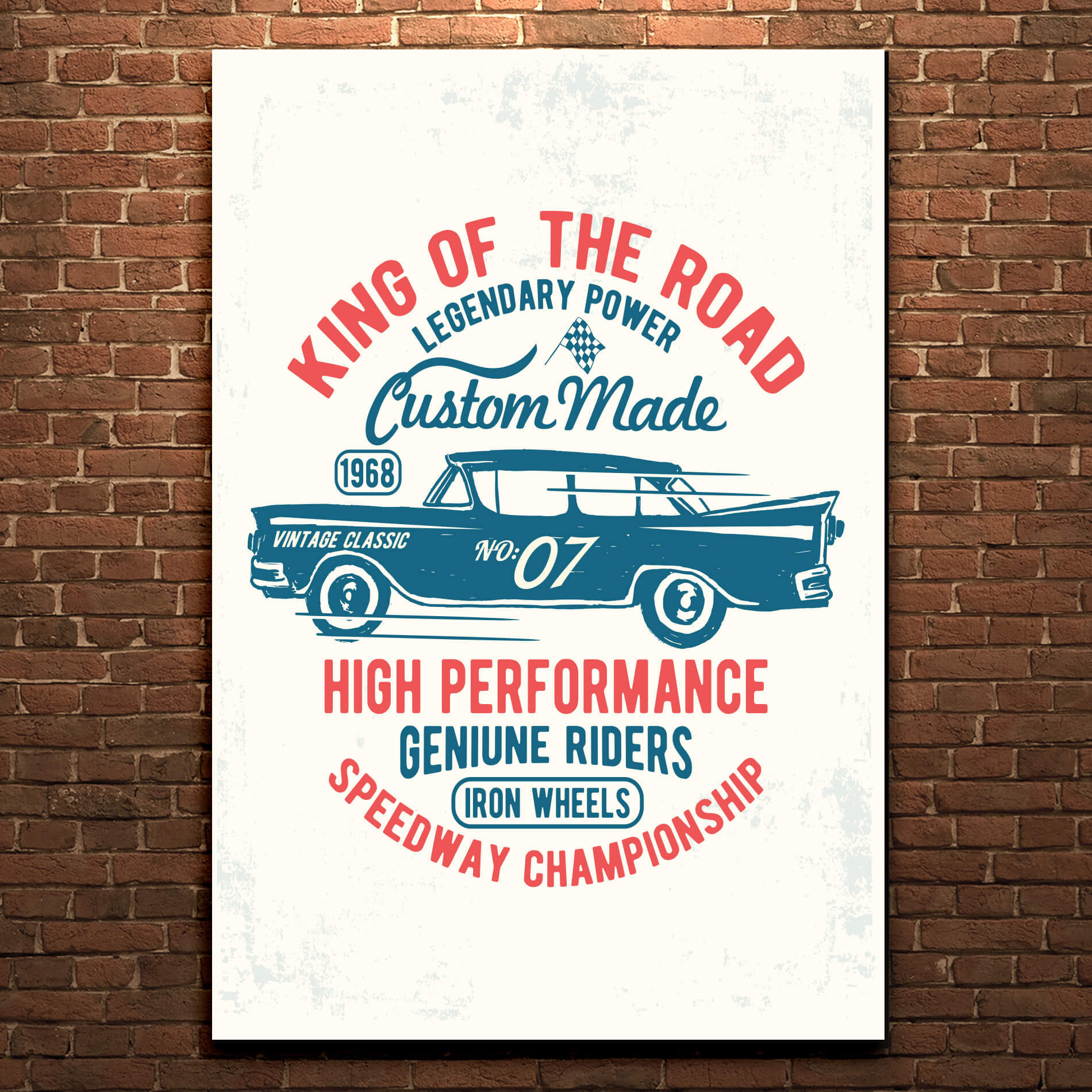 Placa Decorativa MDF Carro Vintage 30x40