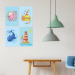 Placas Decorativas Fundo do Mar Modelo 2 Kit 4un 20x30cm