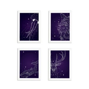Quadros Espaço Constelações Moldura Branca 22x32cm Kit 4un