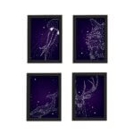 Quadros Espaço Constelações Moldura Preta 33x43cm Kit 4un