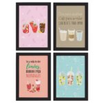 Quadros Bebidas Refrescantes Moldura Preta 33x43cm 4un