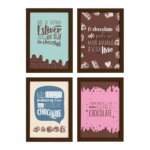 Quadros Frases Chocolate Moldura Marrom 22x32cm 4un