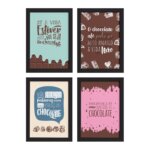 Quadros Frases Chocolate Moldura Preta 22x32cm 4un