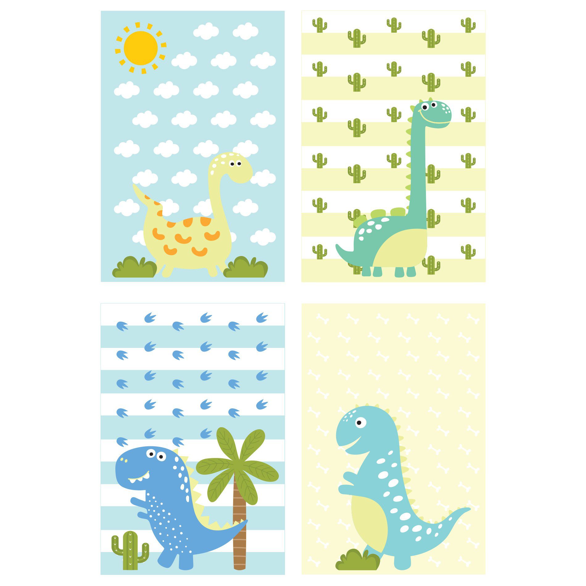 Kit Placa Decorativa MDF Infantil Dinossauro Baby 4un 30x40cm