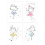 Placas Decorativas para Quarto de Menina Fadas 30x40 Kit 4un