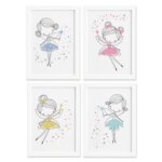 Quadros para Quarto de Menina Fadas Moldura Branca 33x43cm