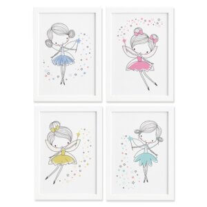 Quadros para Quarto de Menina Fadas Moldura Branca